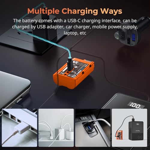 Image of SMALLRIG EN-EL15C USB-C Camera Battery for Nikon, 2400mAh 2.5H Fast Charge | Fully Decoded for Nikon ZR, Z6 III, Zf, Z8, Z7, Z7 II, Z6 II, Z5, D850, D810, D810A, D780, D750, D610, D500