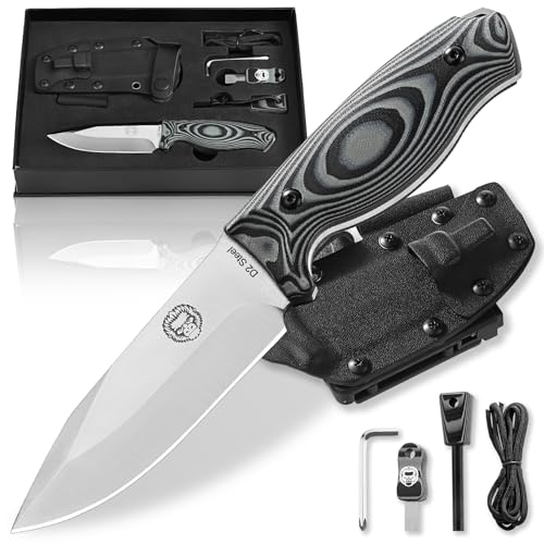 Silverback Fixed Blade Hunting Knife with Sheath & Ferro Rod - Ideal for Camping, Hiking, and Outdoor Activities - Holtzman's Gorilla Survival