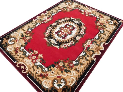 Image of Soft Premium Red Carpet 6x8 ft - Washable, Anti-Skid, Fade-Resistant Acrylic Rug for Living Room, Hall, Bedroom, Modern Decor