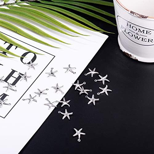 NBEADS 100 Pcs 304 Stainless Steel Starfish Pendant Charms for Jewellery Making