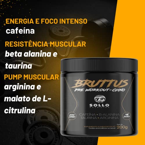 Bruttus - Pré Workout 200g (Cafeína, Beta alanina, Taurina e Arginina) 0g Carbo (Açaí)