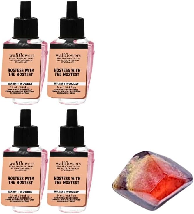 Hostess With The Mostest - White Barn Bath/Body - 4 Pack Wallflowers Home Fragrance Refills 0.8 fl oz / 24 mL and Stone Soap Natural (Packaging May Vary).