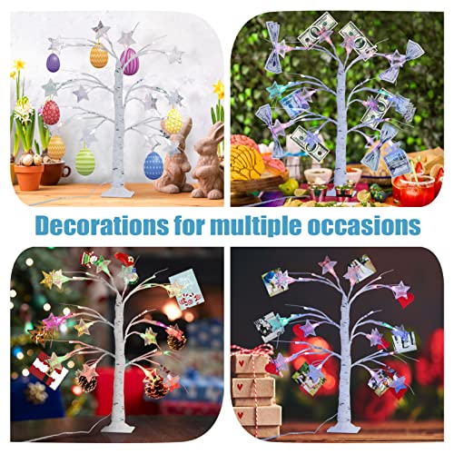 Money Tree Gift Holder - Colorful Light Gift Card Tree Display For Birthday With 12 Clips, 1.8Ft Tall Photo Cash Lottery Ticket Holder Unique Desktop Home Decorations #TOP4