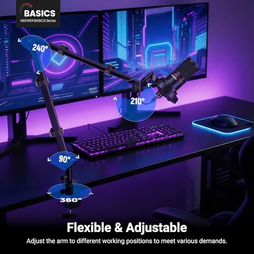 Image of NEEWER BASICS Microphone Boom Arm, 31 inch Flexible Mic Desk Stand Mount, Compatible with Blue Yeti FIFINE AM8 K669B HyperX QuadCast S SoloCast AT2020 Shure SM7B MV7 for Gaming Streaming Recording, MS050