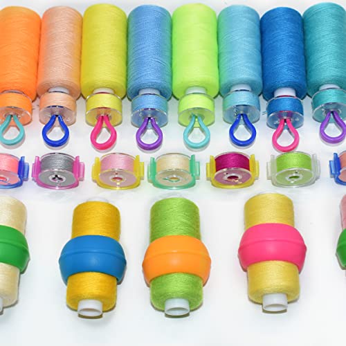 Image of 142Pcs Bobbin Thread Buddies Set Sewing Thread Spool Organizer Including 70Pcs Bobbin Holders Clips, 32Pcs Bobbin Thread Spool Huggers and 40Pcs Bobbin Clips Holder for Embroidery Quilting Sewing