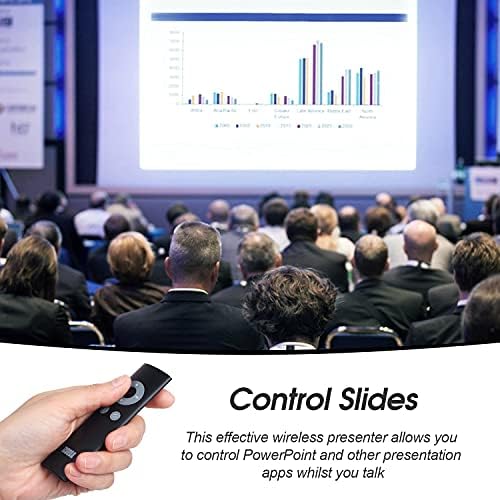 Wireless PowerPoint Clicker - August LP200 - Presenter with Shortcut Keys and Pointer - Remote Control Range: 15m - Presentation Skills eBook Included Black