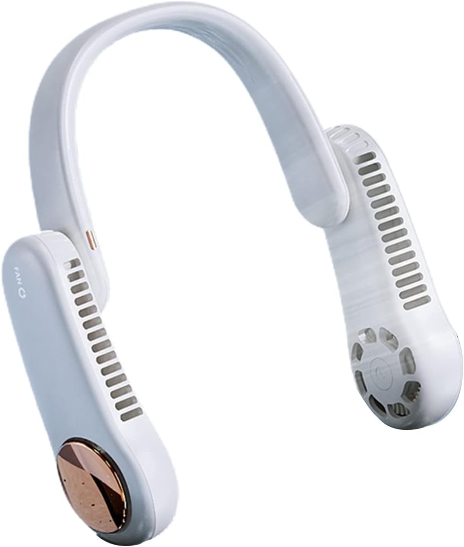 Portable Neck Fan, Hands Free Bladeless Fan,Super Quiet, 3 Speeds, 2400Mah Personal Wearable Neck Fan, USB Powered Neck Fan for Outdoor Indoor,White