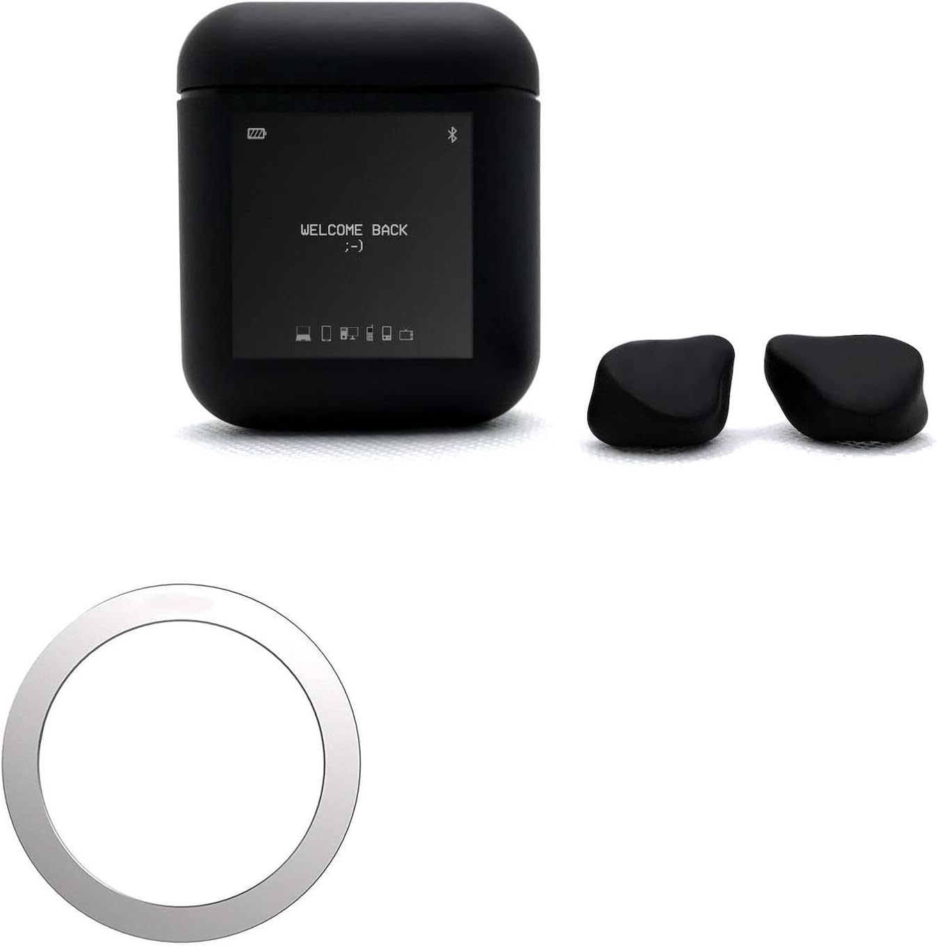 BoxWave Smart Gadget Compatible with Morph Audio TrueWireless Earbuds - MagnetoSafe Ring, Add Magnet Functionality Adhesive Alloy - Metallic Silver