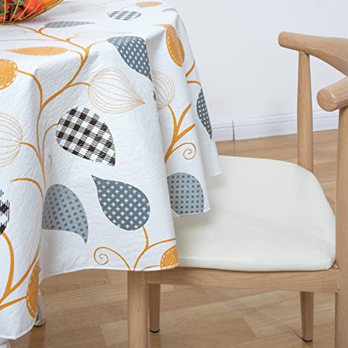 Dwellaid Christmas Tablecloth Disposable Tablecloth Vinyl Tablecloth With Flannel Backing Oilcloth Tablecloth Waterproof Tablecloth (Fall Ivory, 70 Inch (4-6 Seats)) #TOP4