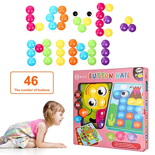 NextX Button Art Toy Color Matching Mosaic Pegboard Early Learning Educational Preschool Games for Kids’ Motor Skills - Thumbnail 4