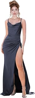 Vestido de fiesta de graduación con tirantes delgados, cuello redondo, vestido de dama de honor de sirena, vestido formal ...