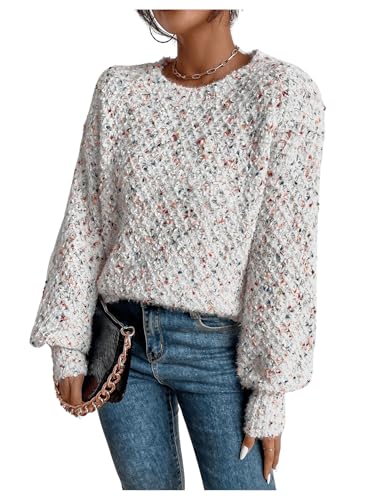 Image of MakeMeChic Women's Space Dye Round Neck Long Sleeve Sweater Casual Knitted Pullover Tops Multicolor X-Small
