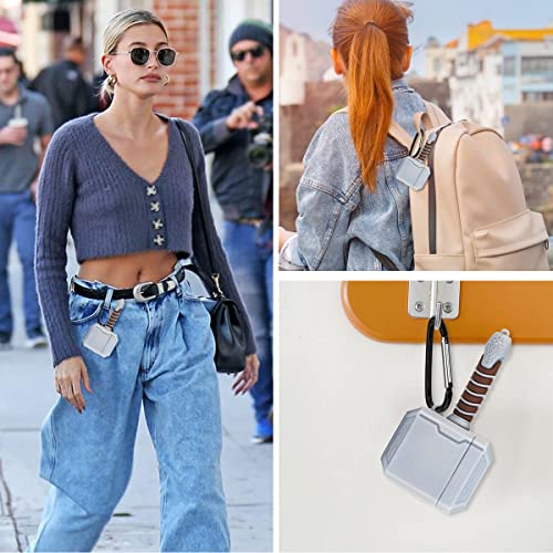 WQNIDE 5In1 Accessories for Hammer AirPods 1/2 Case with Keychain, 3D Cute Anime Silicone Cover Full Protective Cover Compatible Airpods 1/2 for Men Girls -Thor Hammer - Thumbnail 5