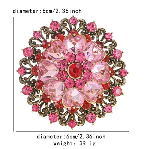 Image of Rhinestone Flower Brooch Pin for Women Red Black Purple Flower Broochs Pin Hat Christmas Brooch Jewelry