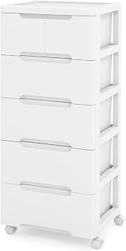 LOKO 6-Drawer Plastic Rolling Storage Cart 16"x13"x38"