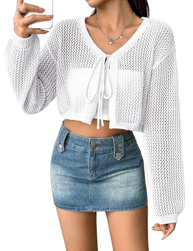 SECRETEYARD Womens Lightweight Crochet Cardigan...