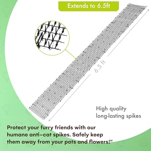 Homarden Black Cat Mat - Flexible Cat Repellent for Outdoor and Indoor - Scat Mat with Spikes and 12 Garden Staples - Dog Digging Deterrent to Keep Dog Off Couch - Animal Training Mats - 78.74" x 11"