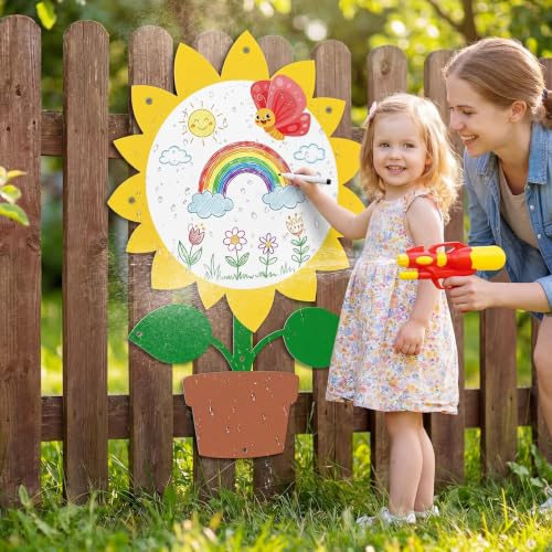 MotiMind 1 Pcs Sunflower Giant Outdoor Whiteboard for Kids, White