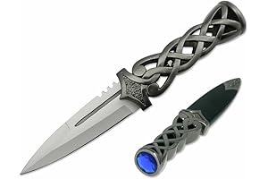 Scottish Celtic Gaelic Twist Knot Blue Ruby Gemstone Celtic Dagger with Scabbard