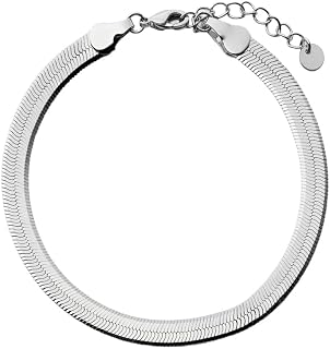[L&CO.] UNITED JEWELS ユナイテッドジュエルズ Flat Snake Chain Bracelet スネークチェーン ブレスレット 96-7728-29 (シルバー)