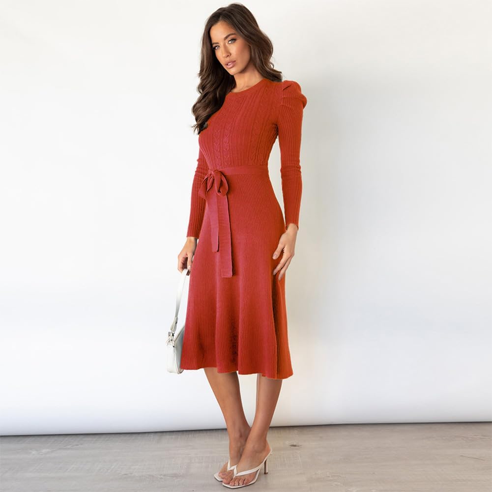ABEWIP Women's Velvet Long Sleeve Maxi Dress Elegant Round Neck Winter A Line Fall Winter Evening Party Long Dress