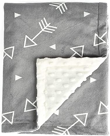 BORITAR Baby Blanket Super Soft Minky with Double Layer Dotted Backing, Little Grey Arrows Printed 30 x 40 Inch, Receiving Blankets