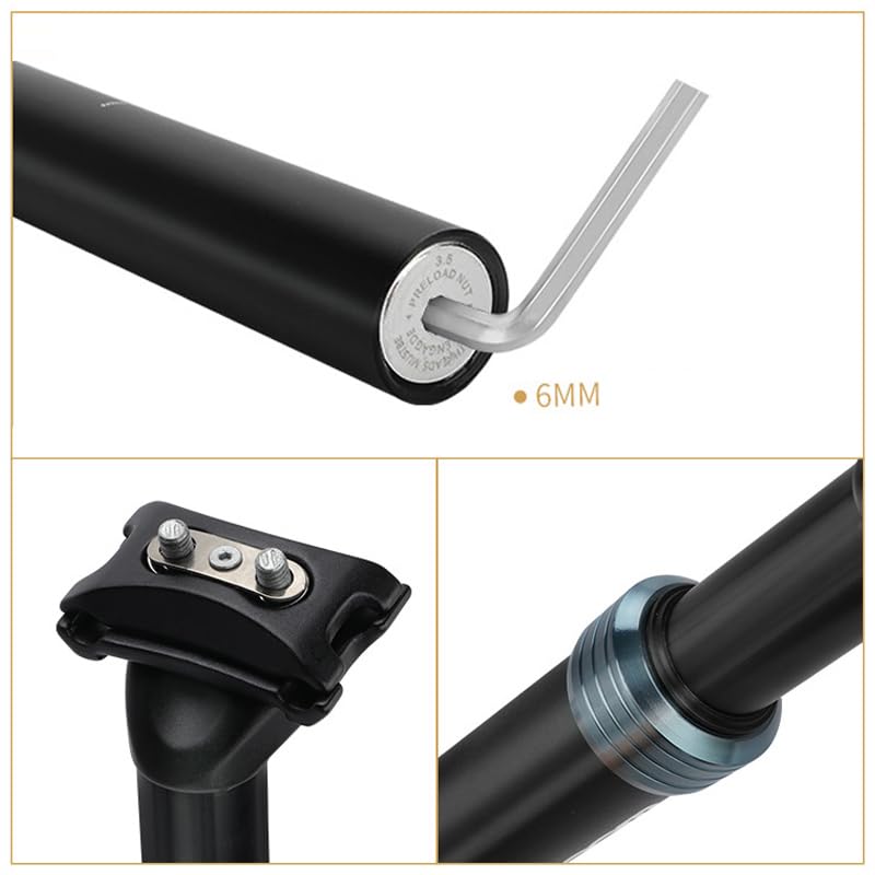 Tiges De Selle Pour VéLo Tige de selle de vélo vtt 27 2/31.6/28.6/30.4/30.8/33.9mm tige de selle réglable amortisseur Suspension barre de choc tige de selle de vélo Tige De Selle Suspendue(33.9mmX350m