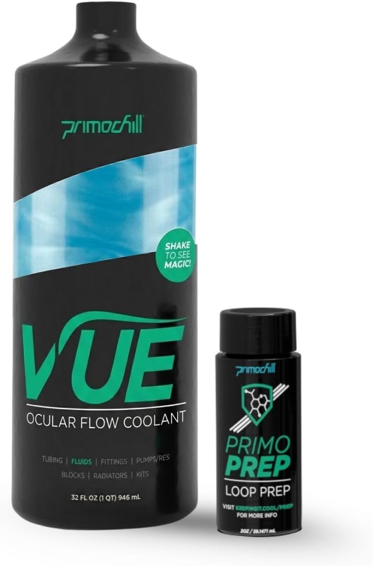 Vue - Computer WaterCooling Coolant, Visual Flow, Solid/Non-Transparent, Full Protection, PrimoPrep Included, Proudly Made in the USA (32oz/.9L) - Sky Blue SX