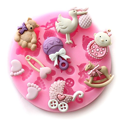 Moule en silicone pour usage artisanal accessoires bébé cigogne décorations naissance dragées fimo savon plâtre résine cadeau créatif DIY