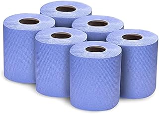 6 Rolls Blue Centrefeed Rolls 2 Ply Embossed Recycled Paper Towels Hand Towels Tissue Kitchen Wipe Away Wall Mounted Lockable Rolls for Commercial Home Office Garage Bathroom