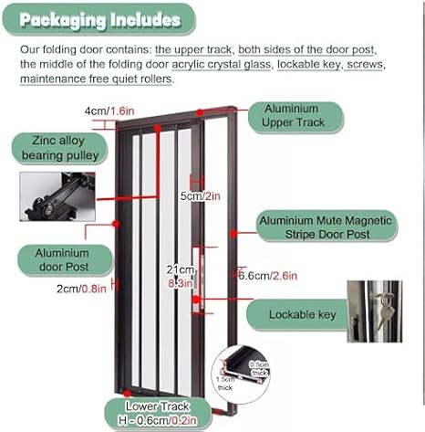 Transparent Accordion Folding Sliding Door - Acrylic Crystal Panel for Bathroom, Kitchen, Living Room Partition