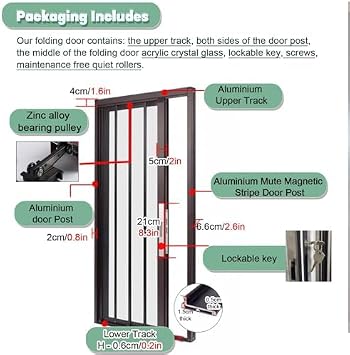 Transparent Accordion Folding Sliding Door - Acrylic Crystal Panel for Bathroom, Kitchen, Living Room Partition