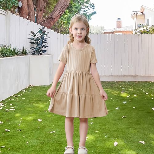 Toddler Baby Girls Dress Little Girl Summer Dress Casual Short Sleeve Round Neck Party Baby Beach Sundress 18M-6T2