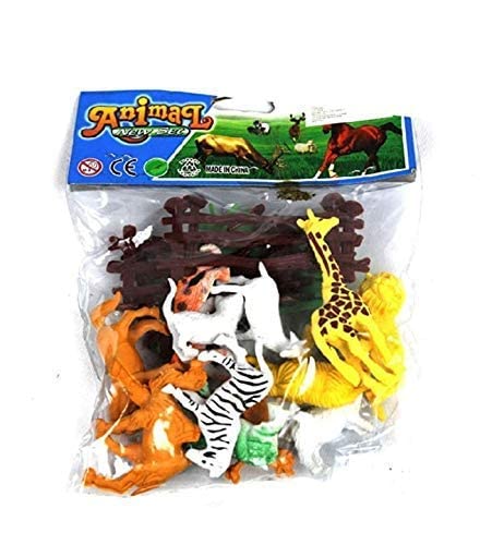 ROCK WORLD Mini Animals World Zoo Model Figure Action Toy Set for Kids & Art Craft Multicolur (12 pcs)