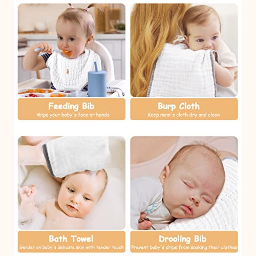Looxii Muslin Burp Cloths 100% Cotton Muslin Cloths Large 20''x10'' Extra Soft and Absorbent 6 Pack Baby Burping Cloth (White - Thumbnail 4
