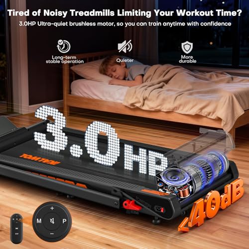 Image of Treadmill with Speaker, 6-in-1 7.5MPH Foldable Treadmill for Home with App Compatible, Walking Pad with 10% Incline, LED Display, 3.0HP Brushless Drive, 350 LB Weight Capacity, 12 HIIT Programs