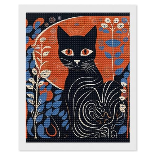 Peinture diamant chat orange pour décorer votre salon en toute sérénité