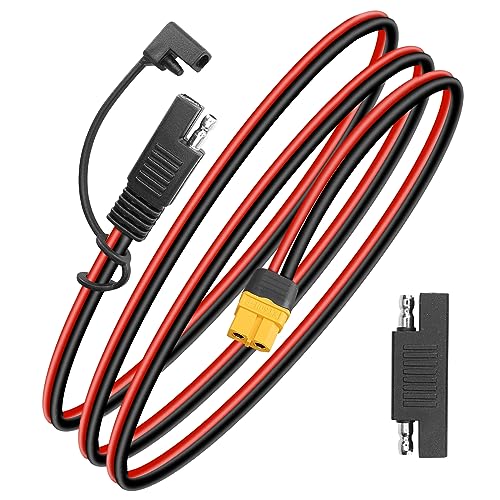 YACSEJAO SAE to XT60 Cable 12AWG 4.9FT XT60 to SAE Female Connector Adapter Cable with SAE Polarity Reverse Adapter for Solar Generator Portable Power Station