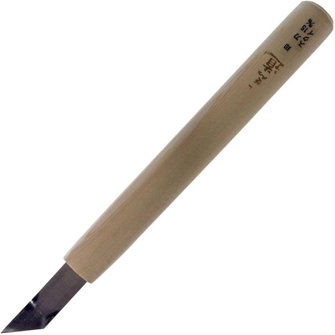 Michihamono Wood Carving Shortbent Tool Large 15mm Spoon Bent Right Skew Flat Chisel, with Wooden Handle, to Carve Corners in Woodworking
