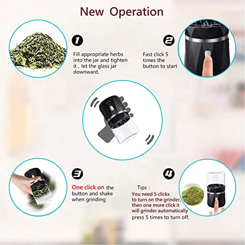 Upgraded Electric Herb Grinder, Spice Herb Grinder Electric Crusher Grinder With 1.7Oz/50Ml Glass Herb Jar Portable Herb Grinder Rechargeable #TOP5