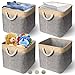 RIWNNI - Scatola portaoggetti pieghevole in tessuto, 33 x 33 cm, ideale per scaffali Kallax, camera da letto, cameretta dei bambini, colore beige e grigio