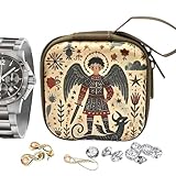 Bolsa organizadora de joyas de tamaño de viaje, bolsa organizada para mujeres, bolsa organizadora de material compuesto, ligero y portátil, con cremallera y asa, ideal para anillos,