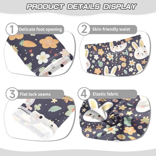 Cute Rabbit Face Girls' Leggings Toddler Doodles Stars Flower Kids Yoga Pants Dance Active Tights 4T3
