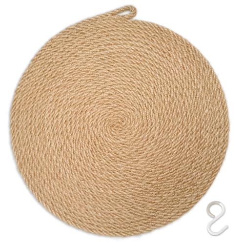 tatiuh(タティウ) 天然素材 鍋敷き 釜敷き 丸型 30CM 5サイズから選べる フック付き 吊り下げ収納で省スペース おしゃれ 耐熱 鉄瓶・土鍋・フライパン・ホーロー鍋対応 プレゼント(30CM・1枚入り)