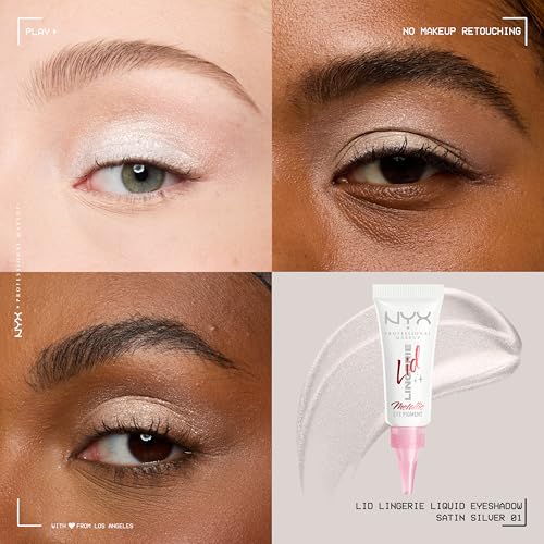 NYX PROFESSIONAL MAKEUP Lingerie Lid Lingerie Cream Eye Pigment, Eyeshadow, Up to 24H Wear, Satin Silver, 0.2 fl oz - image 3