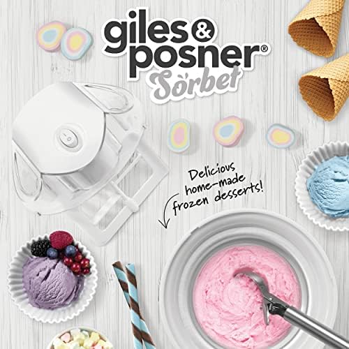 Giles & Posner EK5014GSPNK Pastel Electric Ice Cream Maker, Compact & Countertop, Home-Made Soft Serve Ice Cream Machine, Quick Freeze 500ml Bowl, Quiet Operation, Sorbet & Frozen Yoghurt Churner