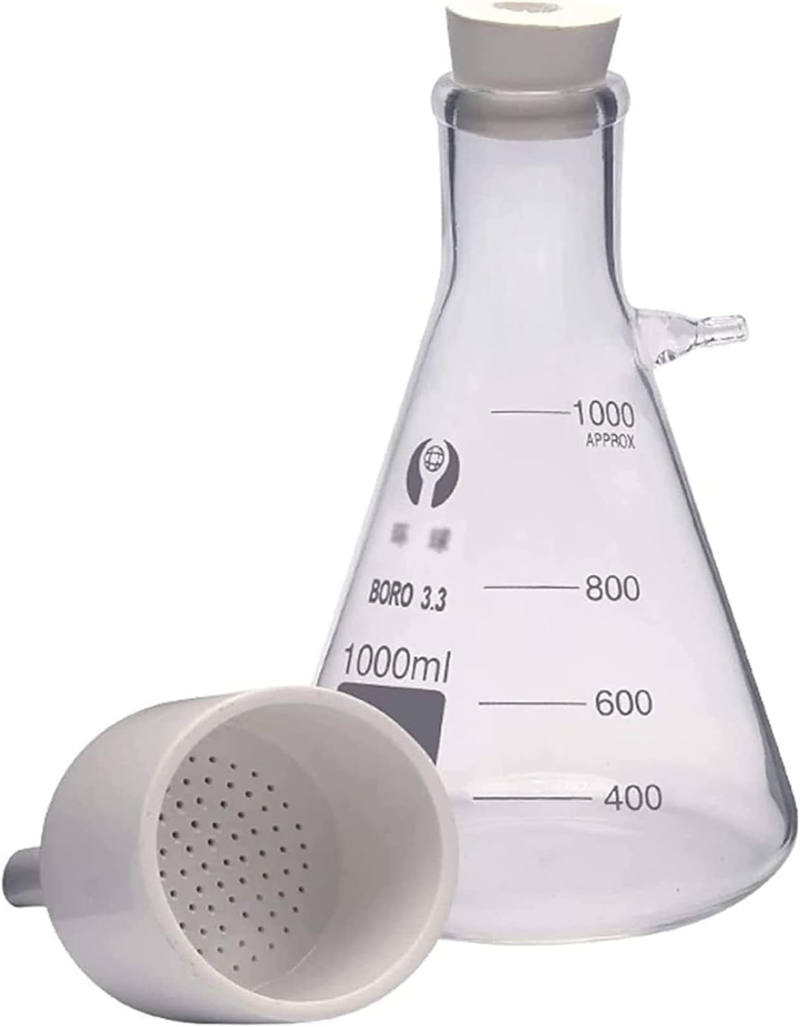 Aparato de destilación por filtración al vacío de laboratorio, filtro de succión de vacío de vidrio con embudo y kit de bomba, for reducir la presión en el experimento físico del filtro(1000ml)
