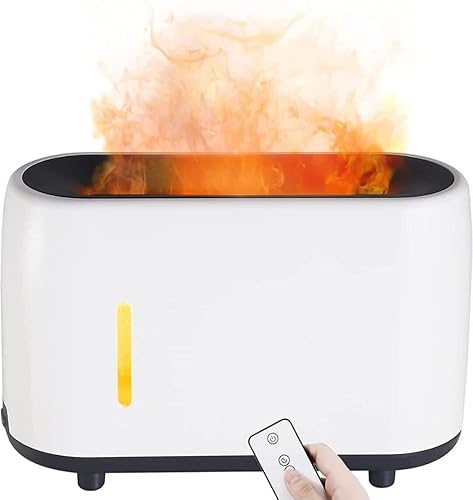 Miniatura 2 de Humidificador de niebla de llama con 2 puertos de carga USB en blanco