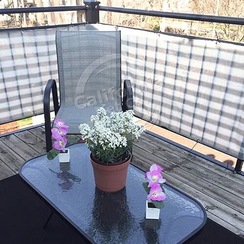 California Net Co. 32” Inches X 180" Inches (15 Ft) Gray / White Outdoor Privacy Wind Screen Mesh Net For Balcony, Deck, Patio, Or Swimming Pool #TOP1