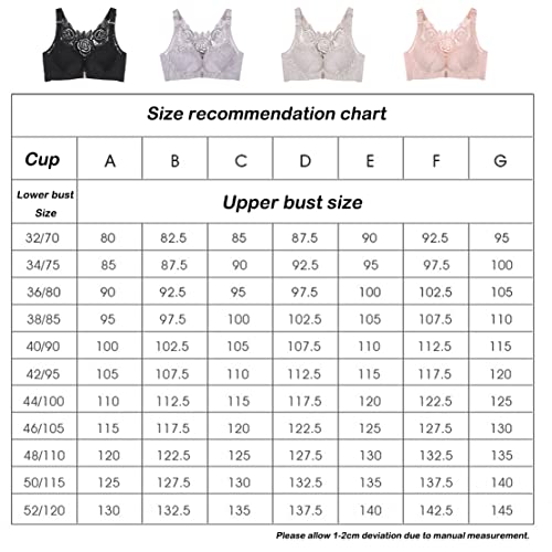 Floral Secrets Bra, Floral Secrets Comfort Rose Bra Front Closure Lace Comfy No Wire Bras (A,Grey,36/80) #TOP4